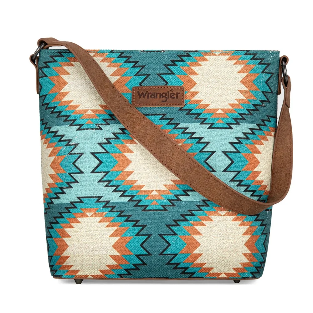 Wrangler Aztec Distressed Print Dual Sided Print Hobo Bag/Crossbody